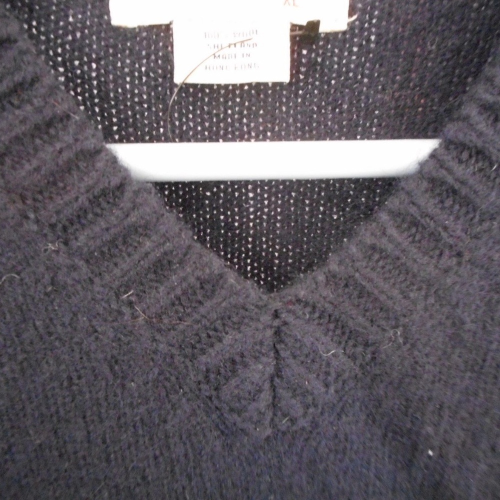 J. Crew Navy Blue/Beige 100% Wool Sweater Size XL - Picture 4 of 6